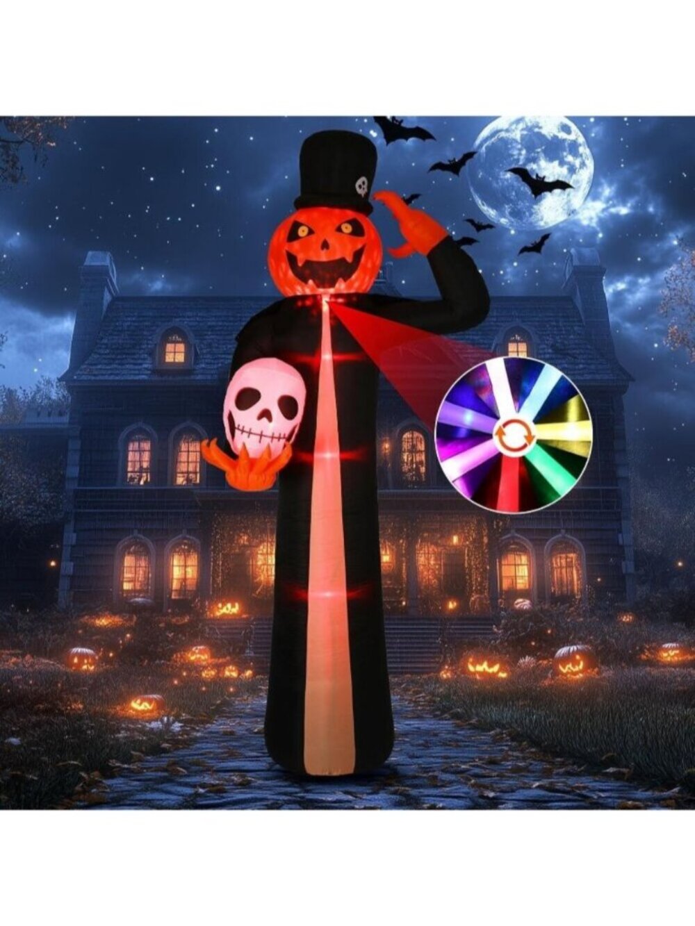 Halloween Inflatables Decorations 12FT Pumpkin Vampire Ghost Huge LED Lighted